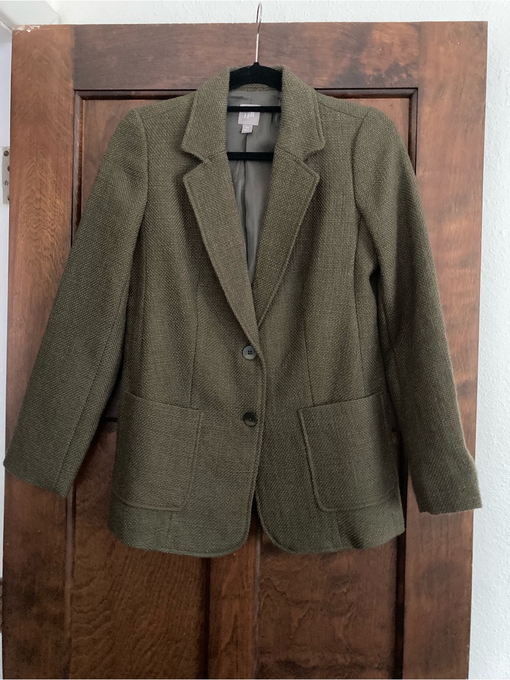 JJill Olive Green Textured Two-Button Blazer